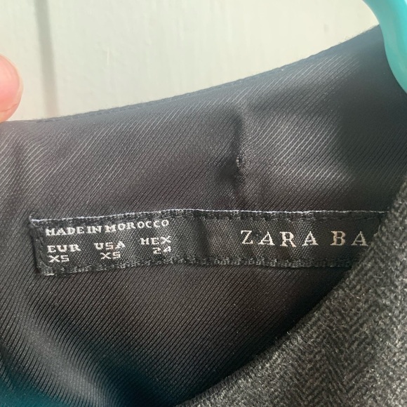 ZARA Basic Gray Herringbone Peplum Midi Dress Size XS - Picture 5 of 5